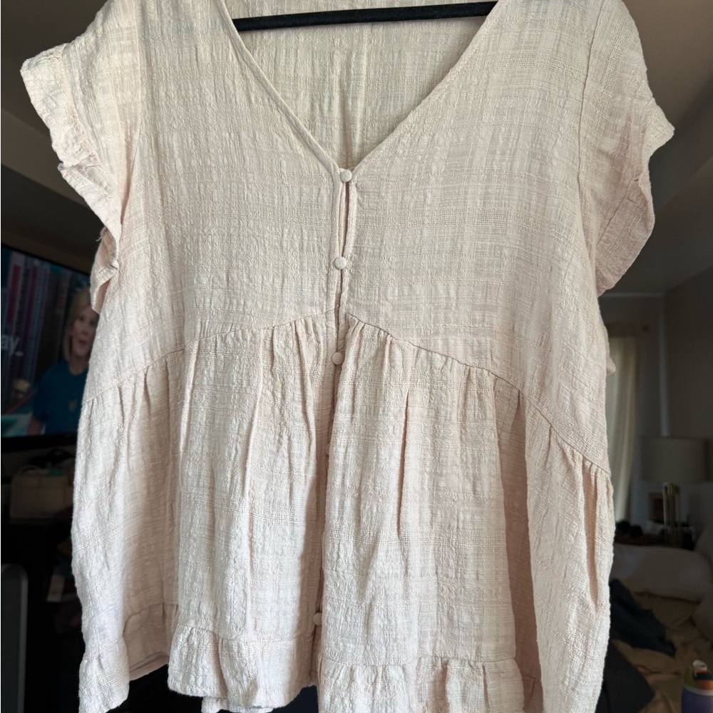 Cream Linen Women's Top